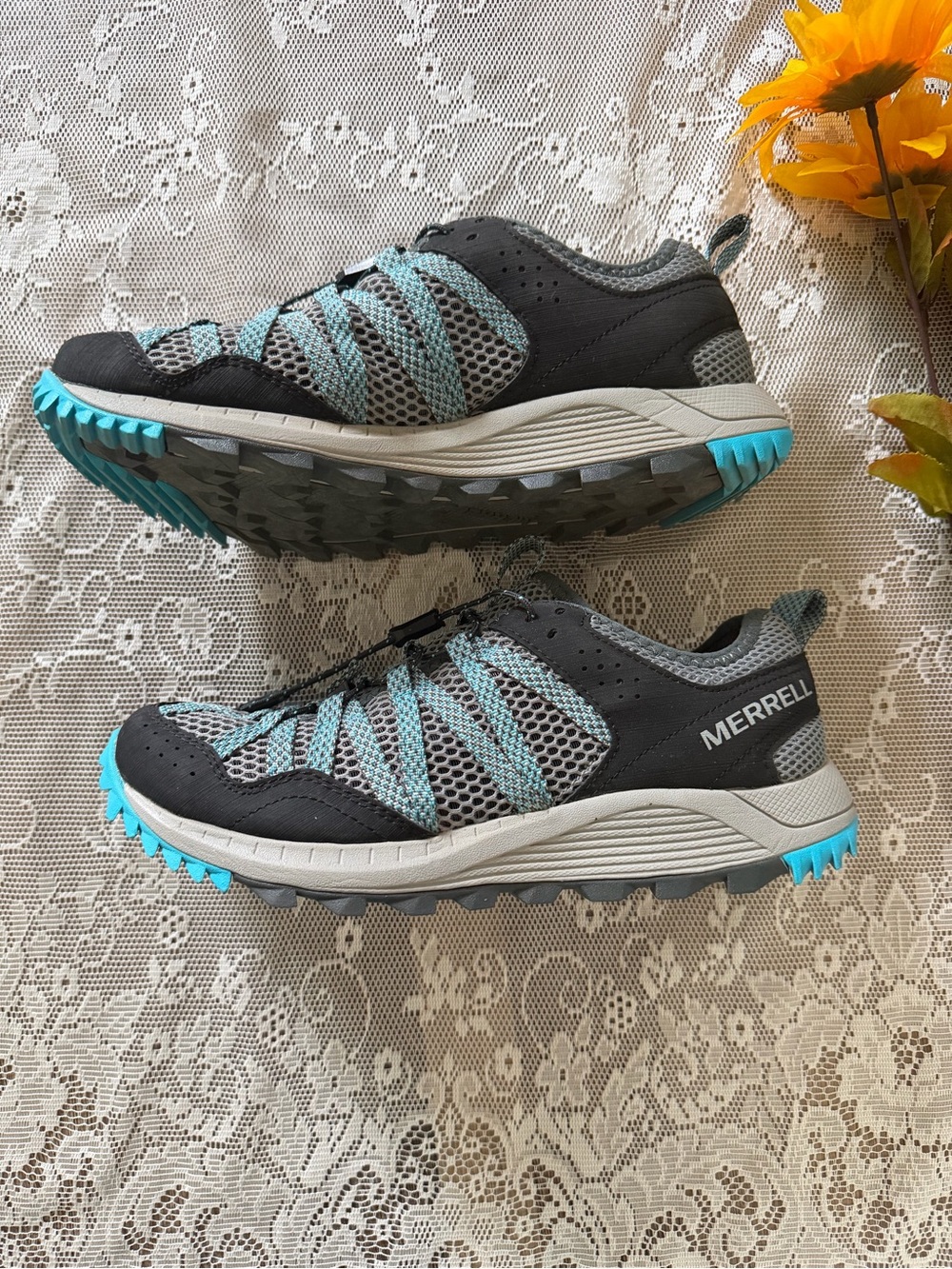 Merrell Women's Gray and Teal Lightweight Trail Runners